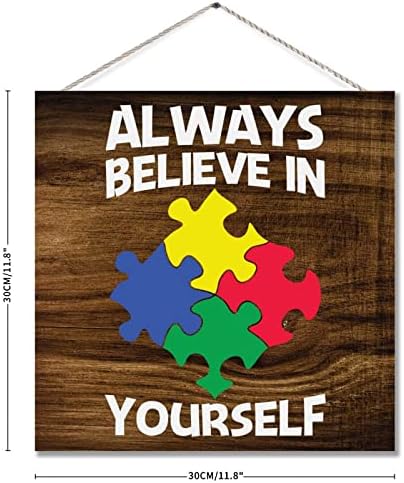 O piesă mare din inima mea are autism frate din lemn semn de autism conștientizare semn de puzzle piesă de autist placă rustic