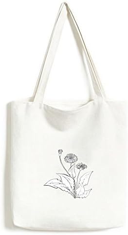 Flori de păpădie alb negru tote canvas geanta cumpărături ghiop de mână casual