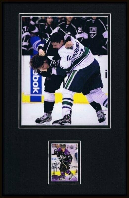 Anze Kopitar Fight Semnat încadrat 11x17 Photo Display Kings JSA - Fotografii autografate NHL