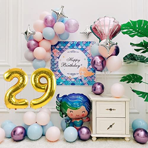SMLPUAME 40 inch număr de număr 0-9 Gold Număr mare 29 baloane, baloane digitale pentru petreceri de naștere Decorațiuni de
