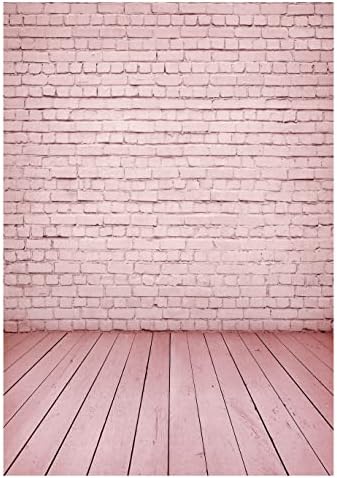 Allenjoy 8x12ft Tesatura moale roz caramida perete cu lemn podea fundal pentru nou-născut Baby Girl Princess Photoshoot fundal Copii 1 tort Smash Ziua Mamei portret Photo Booth Studio recuzită