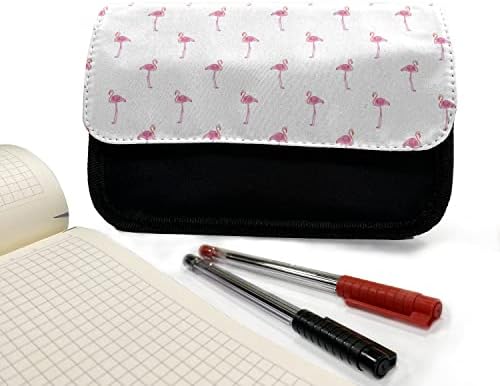 Carcasă lunară de creion flamingo, păsări exotice în acuarelă, pungă de creion cu stilou din țesătură cu fermoar dublu, 8,5