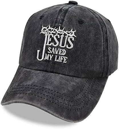 Manmesh Hatt Isus mi -a salvat viața unisex pentru adulți reglabil din denim pălărie tată