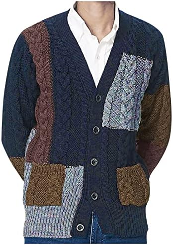 Jachete de iarnă ADSSDQ pentru bărbați, Casual Office Spring Coats Gents Open Front cu mânecă lungă tricotat Pulover cald la