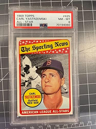 1969 Topps 425 Carl Yastrzemski Red Sox All Star Baseball Card PSA 8 NM/MT - Cărți de baseball slabbed