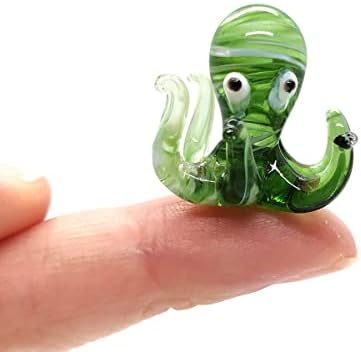 Sansukjai Octopus Figurine minuscule Figurine suflate manual de culoare sticlă Artă de sticlă COLECTIVĂ Cadou Colecție pentru