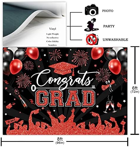 Avezano fundal de absolvire Felicitări Grad Decorațiuni de petrecere de absolvire roșu și negru clasa de 2023 fundal Foto Felicitare