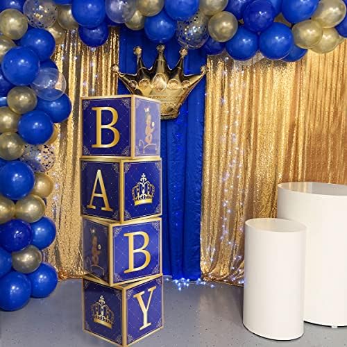 4buc Royal Prince cutii cu baloane, Royal Prince Baby shower decoratiuni Pentru Baiat, Micul Prinț Baby Shower Decor pentru