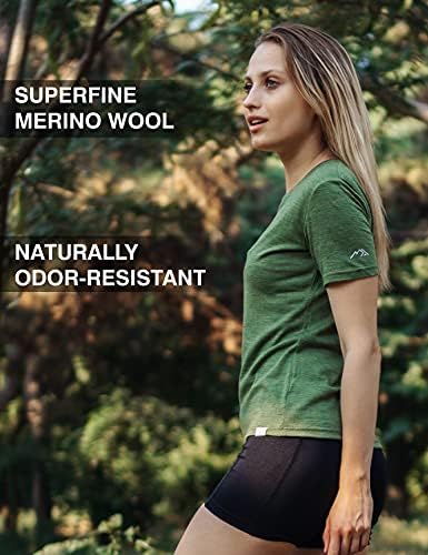 Merino.Tech Merino Wool Tricou Women - Merino Wool Lâna Strat de bază pentru femei cu mânecă scurtă cu mânecă scurtă