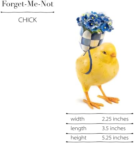 Mackenzie-Childs Forget-Me-Not Chick, Mini Figurină drăguță pentru Farmhouse Home Decor