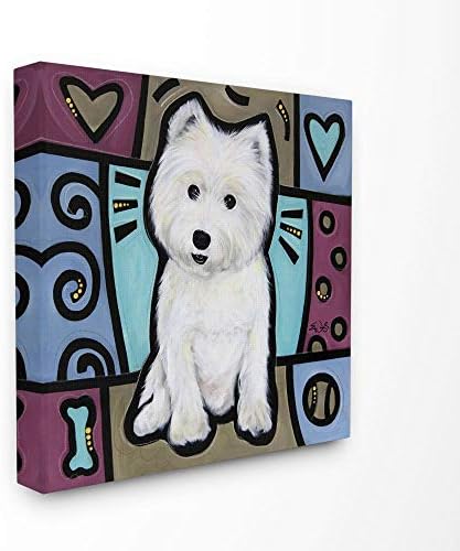 Stupell Industries Purple Blue Blue Terrier Dog Pictura pentru animale de companie, design de artistul Eric Waugh Wall Art,