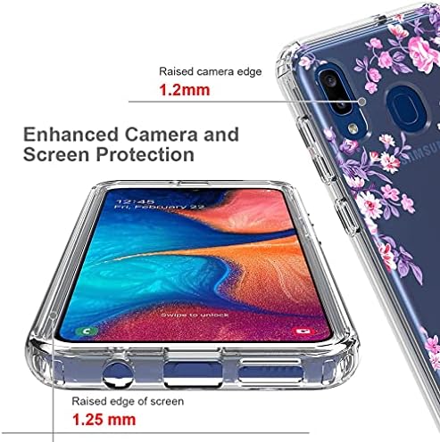 Carcasă Sidande pentru Galaxy A20/Galaxy A30 Case pentru fete, Full Bodyproof Floral Clear Floral Soft Flexible TPU Slim Phone