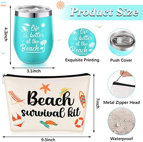 Reginar 2 PC -uri Cadouri amuzante pe plajă pentru femei, viața este mai bună la plaja Cupa de tumbler adorabilă pentru plajă