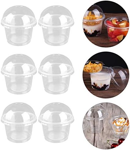 Cabilock food Containers 20buc Clear Plastic cupe inghetata cupe rece partid băut cupe cu capace Dome pentru iaurt budinca