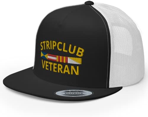 Rivemug Strip Club Veteran Premium Trucker Hat High Crown Crown Flat Bill Cap Cap - Joi amuzant Dare Gag cadou