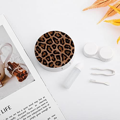 Bagea-ka Cheetah Cheetah Legk Model de contact lentile Lentile cutia Cutie pentru îngrijire a ochilor Holder Cutie cu oglindă cu Tweezers Remover Tool Soluție Soluție pentru călătorii în aer liber și acasă