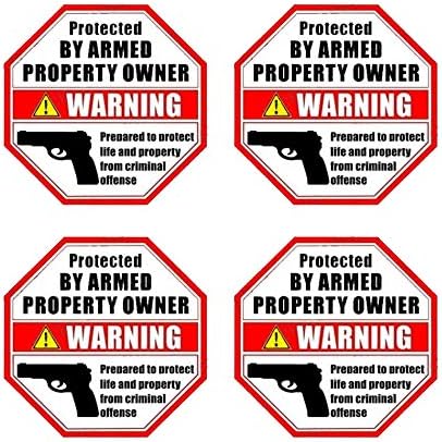 Esplanade protejat de proprietarul proprietății armate - Semne de avertizare a pistolului de armă dimensiunea 3,5 x 3,5 - Decaluri