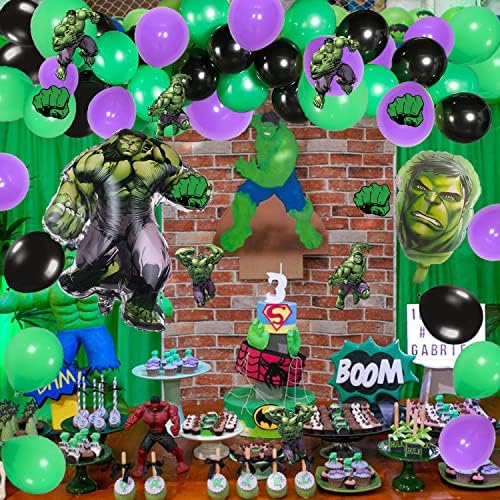 117 PC -uri cu erori verzi baloane arc arc garland kit, verde purpuriu negru balon garland petrecere decorare erou verde folie