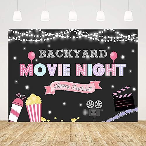 ABLIN 7x5ft roz Fata Film noapte fundal curte proiector Popcorn spumante băutură fundal Fericit Ziua de nastere petrecere decoratiuni