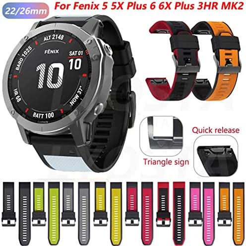 Buday 26 22mm Sport Silicon Watchband Wristrap pentru Garmin Fenix ​​6x 6 6S Pro 5x 5 Plus 3 3HR D2 MK2 Easy Fit Rapid Rapid
