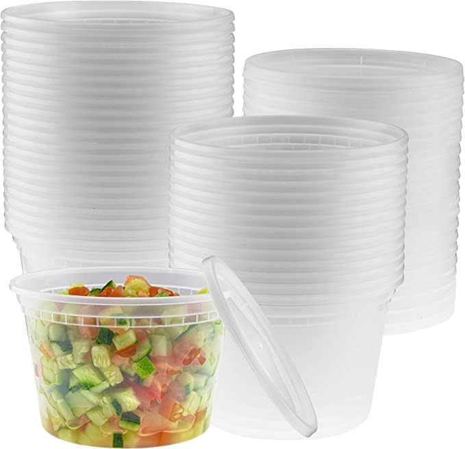 Containere de depozitare a alimentelor 24 pachet cu Capac Plastic reutilizabil bol mic de supă rezistent la scurgeri pentru