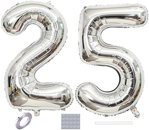 Număr de argint 25 baloane de 40 inch jumbo folie baloane baloane de bal pentru bărbat femeie de 25 de ani decor petrecere