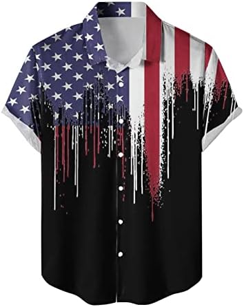 Cămăși de rochii de vară BMisegm pentru bărbați Casual American American Independență Print Patchwork Tricou pentru bărbați