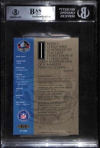 44 Sam Huff - 1998 Ron Mix Hof Platinum Autos Cards Football Grad BGS Auto - fotbal autografiat
