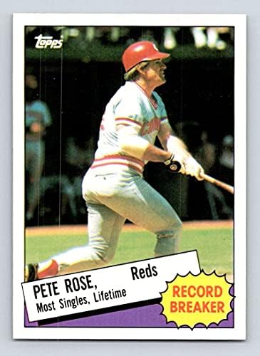 1985 Topps Baseball 6 Pete Rose Cincinnati Reds Record Breaker Breaker Card de tranzacționare MLB lângă mentă sau stare mai
