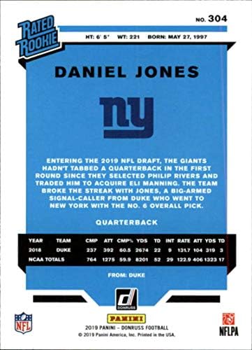 2019 Donruss 304 Daniel Jones New York Giants RR NFL Card de fotbal NM-MT