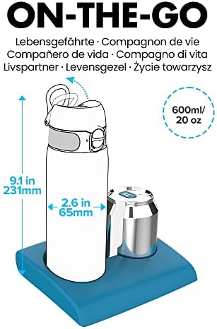 Sticlă de apă din oțel inoxidabil ION8 - rezistent la alimente și mirosuri - se potrivește cu suporturi pentru cupe auto, buzunare