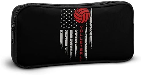 America Volleyball Red Line Flag Pencil Carcasă Parciu Pen Husa portabilă pentru machiaj pentru machiaj pentru depozitare