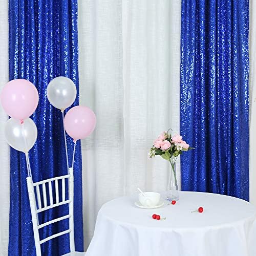 Trlyc Royal Blue Sequin fundal Cortina 2 panouri 2x8ft sclipici albastru Sequin perdele fundal pentru petrecere nunta ziua