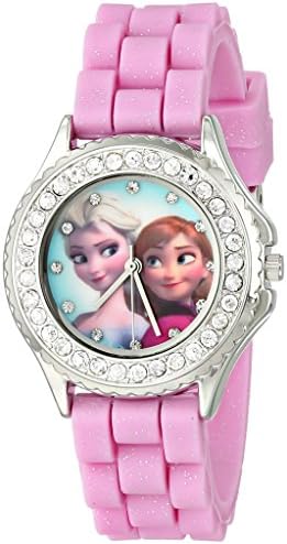 Disney Kids ' Fzn3554 Frozen Anna și Elsa Stras-accentuate ceas cu bandă roz strălucitoare