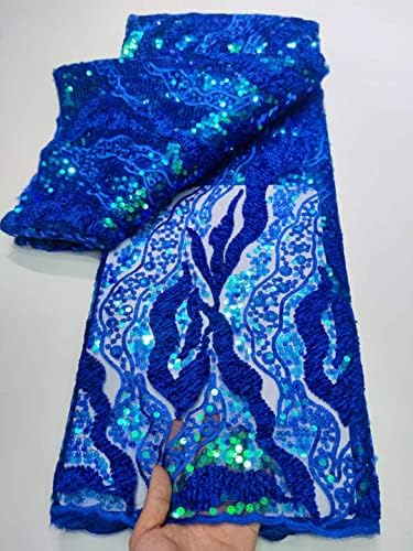 Mahacraft Nigerian Lace Fabric broderie Franceză mare floare African Lace Fabric țesut design verde paiete Lace Fabric - 120cm-5 Yards lace Fabric pentru mireasa rochie de mireasa culoare 2881