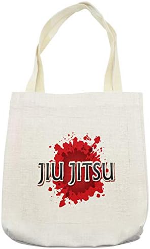 Geanta de tote Amensonne Jiu Jitsu, tipografie de arte marțiale japoneze pe fundal splash, lenjerie de pânză geantă reutilizabilă