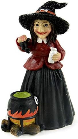 Midwest Design Company 50745 Vrăjitoare cu Figurină de decorare Halloween Cauldron, negru și roșu
