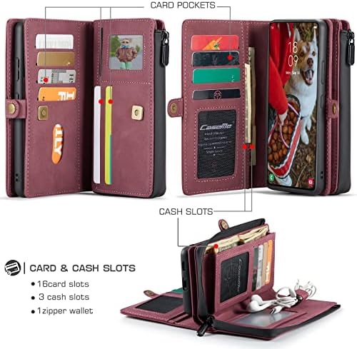 Husă portofel Xrpow Galaxy S22, [2 în 1 Magnetic detașabil] husă de ambreiaj de buzunar folio din piele PU durabilă pentru