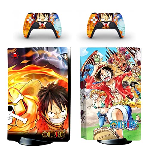 Anime una și două Piecee Luffy Zoro Sanji Ace PS4 sau PS5 piele autocolant Decal pentru Sony PlayStation 4-5 Console și 2 controlere PS4 sau PS5 piei de vinil-V787