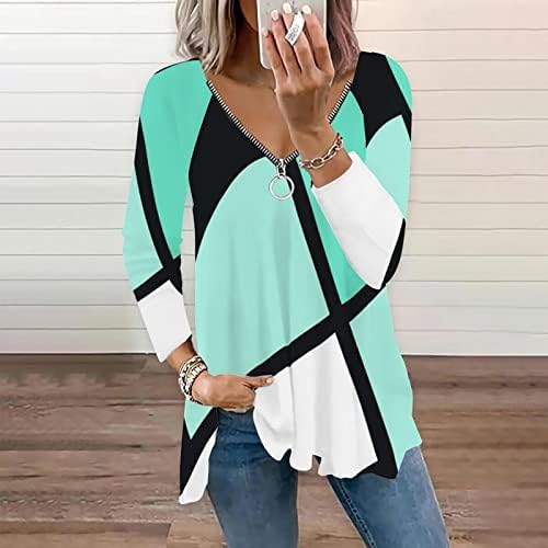 Femei Slim Fit Fashion Pulneu de modă Imprimat V gâtul Pullover Fleece Plus Size Tricou de dimensiuni zilnice Bluze de pulover