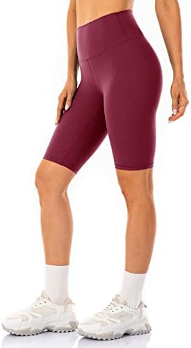 Pantaloni scurți de motociclisti cu senzație pentru femei lavento 6 / 10 - Pantaloni scurți de yoga cu talie cu talie înaltă