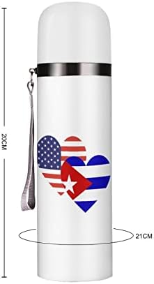 Cuba American Heart Flag Botting Insulată de apă 19 Oz Cană de călătorie din oțel inoxidabil pentru băutură pentru a face sport în aer liber în aer liber