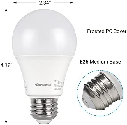 DEWENWILS 8-Pack A19 LED bec, 1500lm, 3000k moale bec cald, economie de energie 14W LED bec, E26 Mediu șurub de bază, non Dimmable,