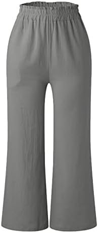 Meymia Summer for Womens Bumbac Pantaloni Solid Color Solid Casual Spori Palazzo cu talie înaltă cu talie înaltă