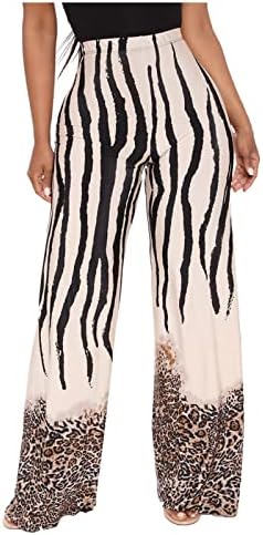 Pantaloni de rochie întinsă Ethkia pentru femei Business talie casual Personalitate de imprimare a femeilor și culori ridicate sportive solide