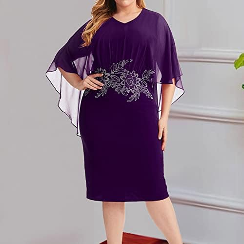 Femei 2023 Lady Elegant Knitting Lace Cape Rochie plus tipărire de dimensiuni Oneck rochii cu mânecă pe jumătate pentru femei