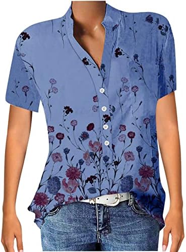 Tricouri pentru Femei Topuri florale pentru femei 2023 nasture down Fashion Casual Cu mânecă scurtă lungă Tricouri pentru femei