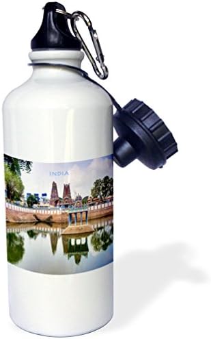 3Drose „Templul hindus în India” sticlă de apă sportivă, 21 oz, alb