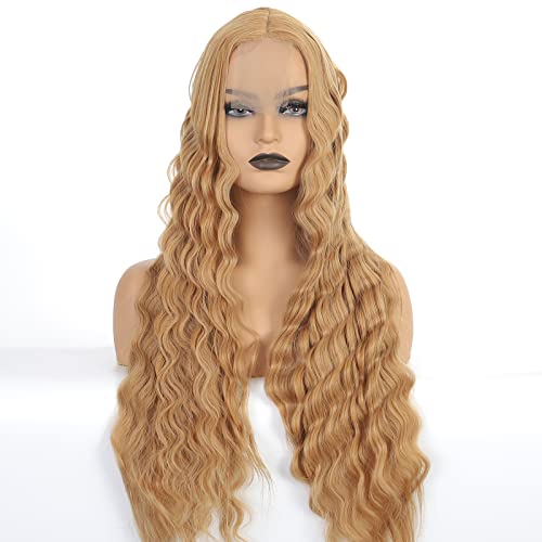 Imierfa 30 Inch long Deep Wave peruca, peruca maro peruci cret pentru femei, peruca sintetica partea de mijloc fals Scalp dantelă