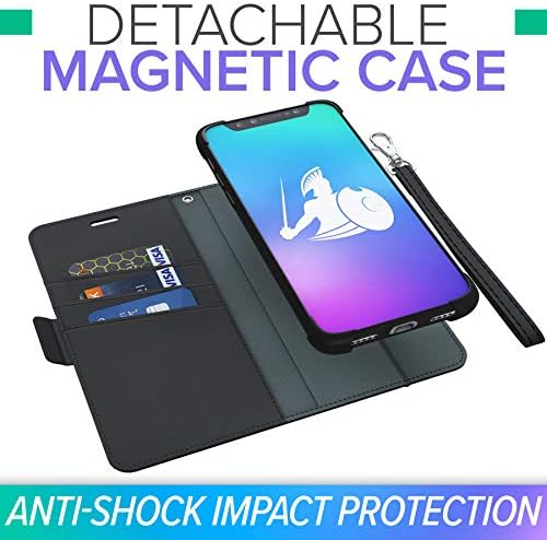 DefenderShield EMF protecție & amp; 5g anti radiații iPhone X / XS caz-RFID blocare EMF Shield detașabil portofel caz w / încheietura curea Negru